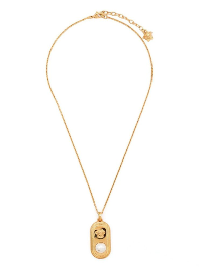 Versace Medusa Pearl-detail Necklace In Gold