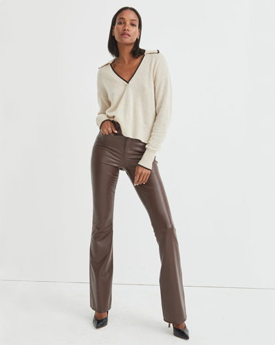 Veronica Beard Beverly Skinny Flared Faux Leather Pants In Lchry Light Chico