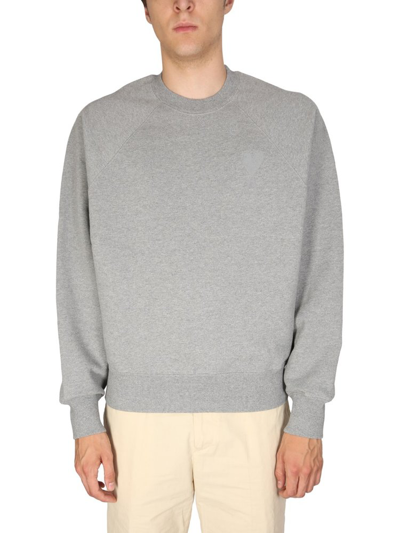 Ami Alexandre Mattiussi Ami De Coeur Embroidered Crewneck Sweatshirt In Grey