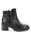 Geox Damiana Snakeskin Embossed Block Boot In Black