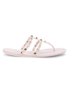 Valentino Garavani Rockstud T-strap Flat Slide Sandals In Pink