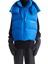 Off-white Blue Sleeveless Padded Jacket With Logo In Blue