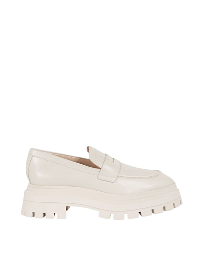 Stuart Weitzman Sand Leather Bedford Loafers In Brown