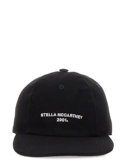 Stella Mccartney Embroidered Logo Cotton Baseball Cap In Black