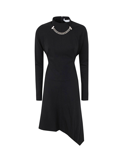 Jw Anderson J.w. Anderson Neck Chain Long Sleeve Dress In Black  