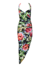 Norma Kamali Cayla Ruched Side Drape Halter Gown In Multicolor
