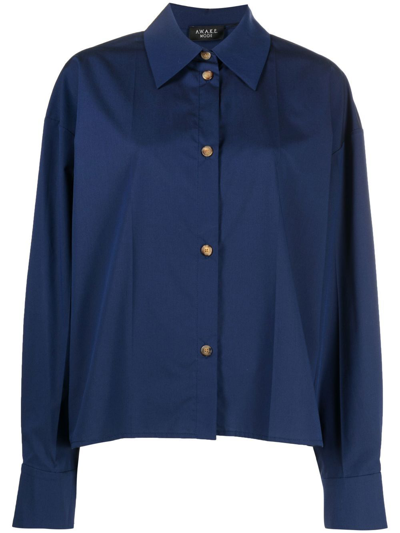 A.w.a.k.e. Point Collar Cotton Classic Shirt In Blue