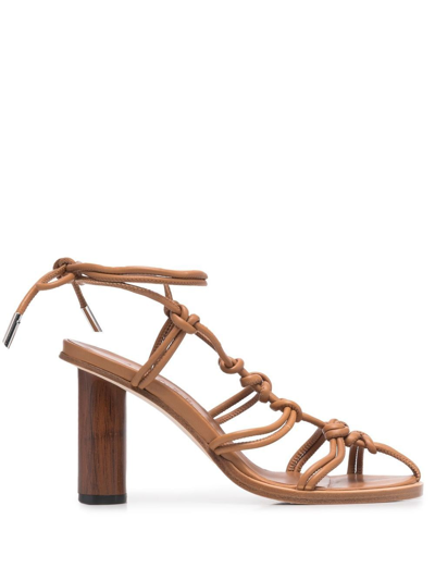 A.w.a.k.e. Rovena Sandals With Front Knot Detail And Heel In Brown