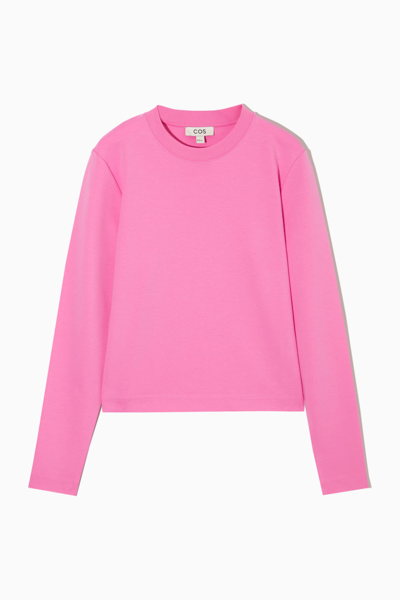 Cos Slim-fit Heavyweight Long-sleeved T-shirt In Pink