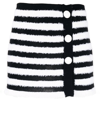 Balmain Striped Knitted Button-up Skirt In Black