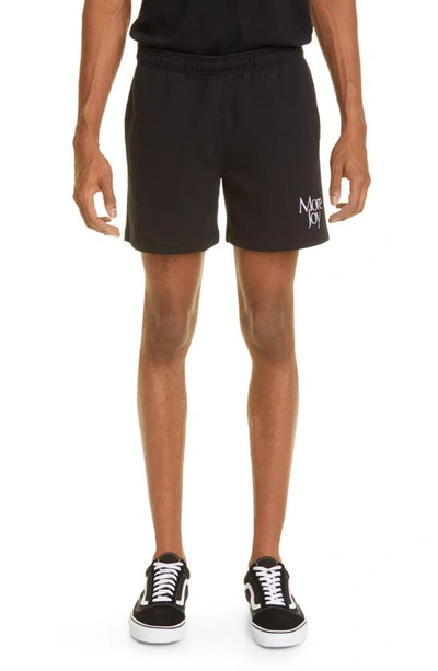 More Joy Unisex Embroidered Logo Cotton Shorts In Black