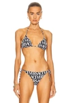Versace Logo-print Triangle Bikini Top In Nero & Bianco