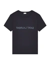 Saint Laurent Reverse Logo T-shirt In Marine & Natural