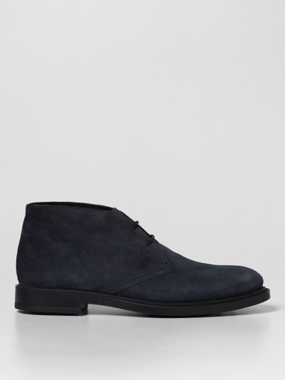 Tod's 45a Suede Desert Boots In Blue