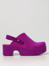 Xocoi Slingback Platform Velvet Mules In Fuchsia