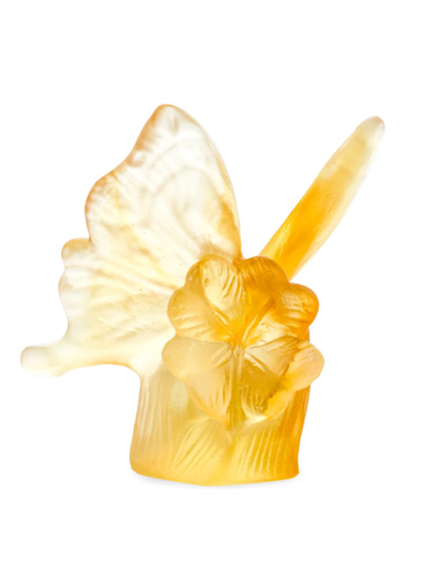 Daum Crystal Butterfly Statue In Yellow