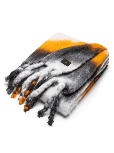 Viso Project Marbled Mohair Blanket In Orange Black White