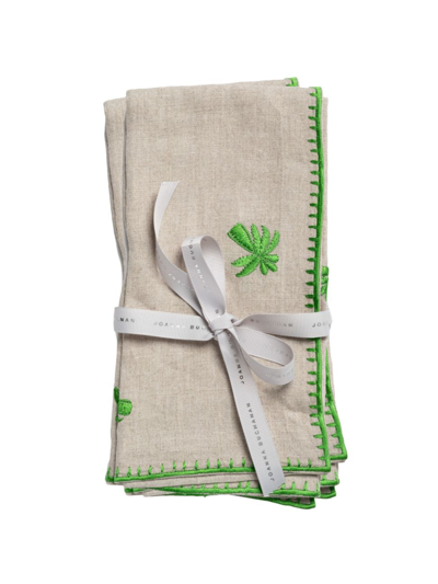 Joanna Buchanan Palm Tree Embroidered Dinner Napkins, Set Of 2 In Flax