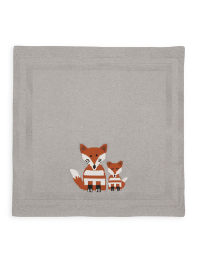 Stella Mccartney Baby Boy's Fox Intarsia Knit Blanket In Grey