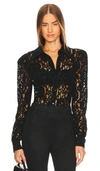 L'agence Jenica Lace Long-puffed Sleeve Blouse In Black