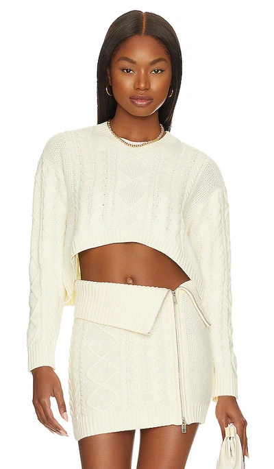 Camila Coelho Carmen Cropped Cable Crew In Ivory