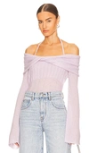 Jonathan Simkhai Cambria Off-the-shoulder Alpaca-blend Top In Lavender