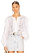 Isabel Marant Étoile Georgina Lace-insert Cotton-blend Gauze Blouse In White