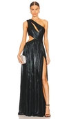 Retroféte Jolene One-shoulder Lame Gown In Black