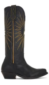 Golden Goose Wish Star Embroidered Leather Boot In Black
