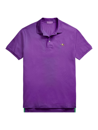 Ralph Lauren Purple Label Cotton Pique Standing Horse Polo In Bright Purple