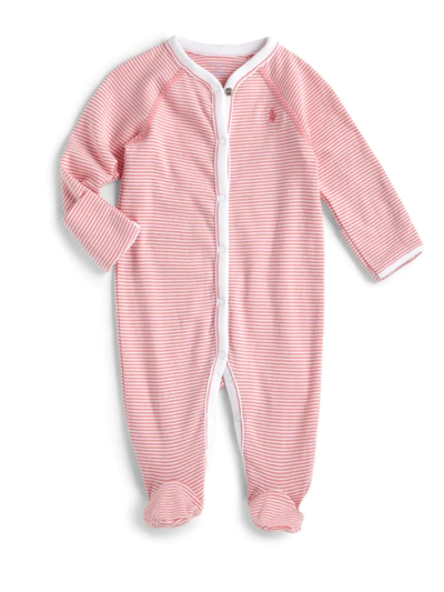Polo Ralph Lauren Baby Girl's Striped Cotton Footie In Paisley Pink
