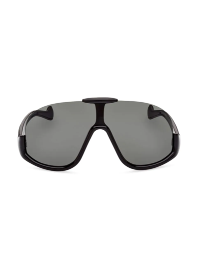 Moncler Semi-rimmed Injection Plastic Shield Sunglasses In Black Smoke Mirror