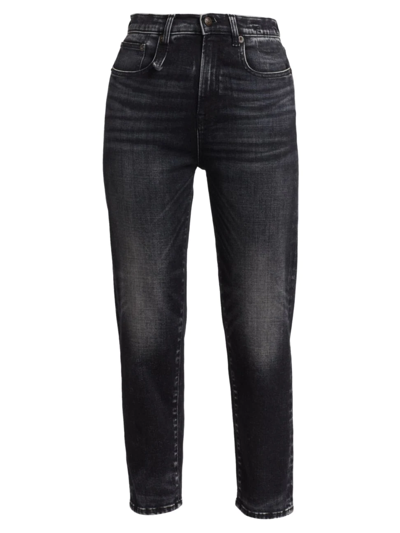 R13 Shelley Distressed Straight-leg Stretch-denim Jeans In 816a Morrison Black