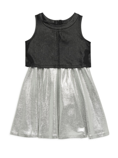 Mia New York Kids' Little Girl's & Girl's Layered Shimmer Dress In Sliver Black