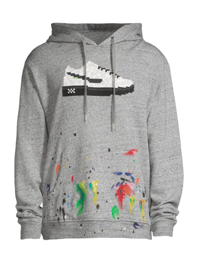 Mostly Heard Rarely Seen 8-bit Paint Splatter Louis Hoodie In Heather Grey