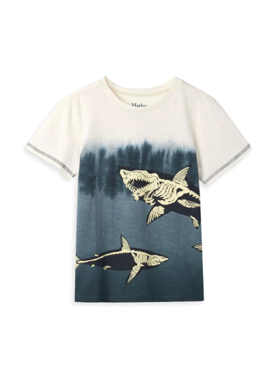 Hatley Kids' Little Boy's & Boy's Skeletal Sharks Glow In The Dark T-shirt In Grey