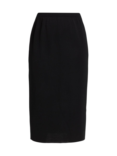 Ming Wang Straight Knit Midi-skirt In Black