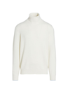 Brunello Cucinelli Men's Cashmere Turtleneck Sweater In White