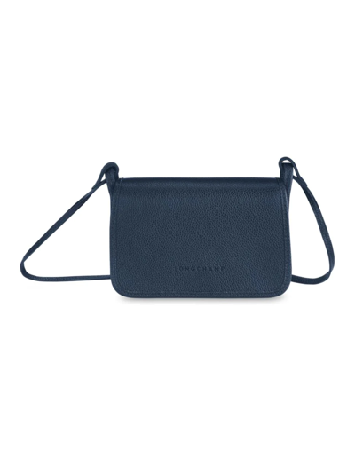 Longchamp Women's Le Foulonné Leather Wallet-on-strap In Navy