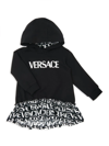 VERSACE BABY GIRL'S LOGO PRINT HOODIE DRESS