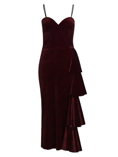 Chiara Boni La Petite Robe Gussie Velvet Rose-print Draped Midi-dress In Rosellotte