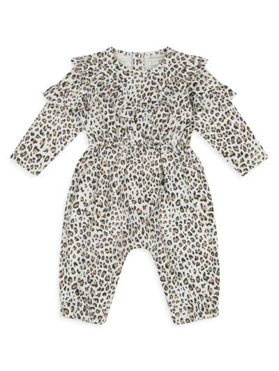 Miniclasix Baby Girl's Cheetah Coverall In Neutral