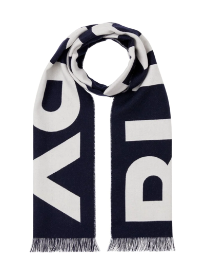 Burberry Logo Jacquard Wool Football Scarf In Black