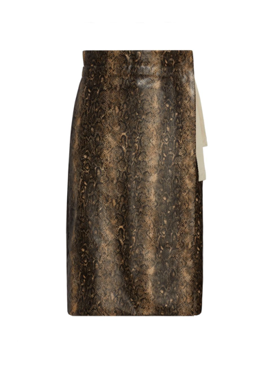 Ganni Snake Print Wrap Midi Skirt In Snake Starfish