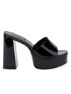 Larroude Dolly Patent Leather Platform Sandals In Black