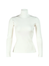 Halston Ty Rib-knit Turtleneck Pullover In Ivory