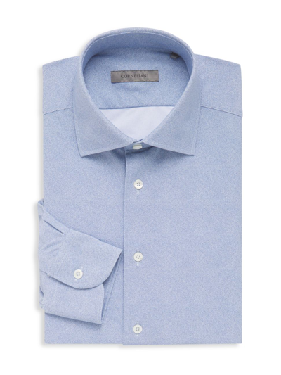 Corneliani Twill Tech Shirt In Sky Blue