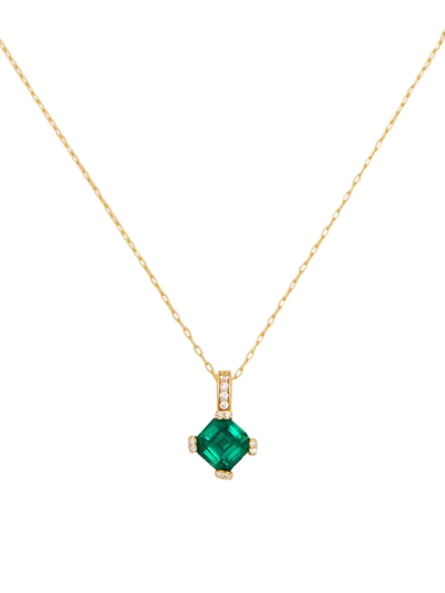Kate Spade Goldtone & Cubic Zirconia Mini Pendant Necklace In Green