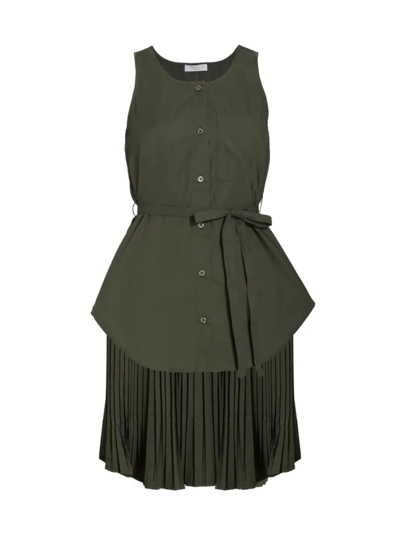 Deveaux Anika Pleated High-low Top In Pine