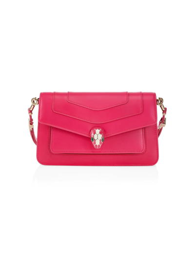 Bvlgari Women's Serpenti Forever E/w Leather Shoulder Bag In Fuchsia